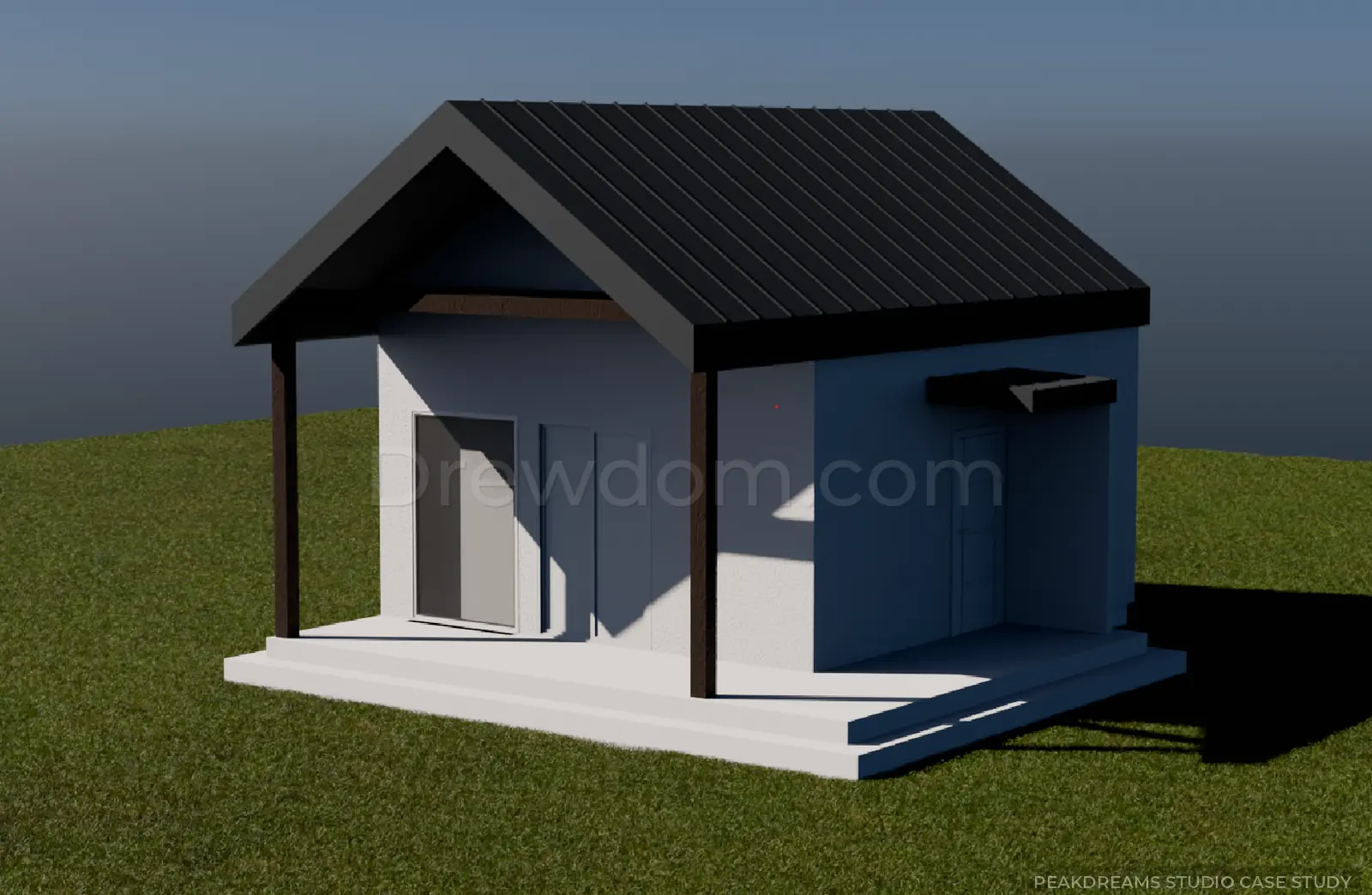 Wstępny render domu przed dopracowaniem materiałów