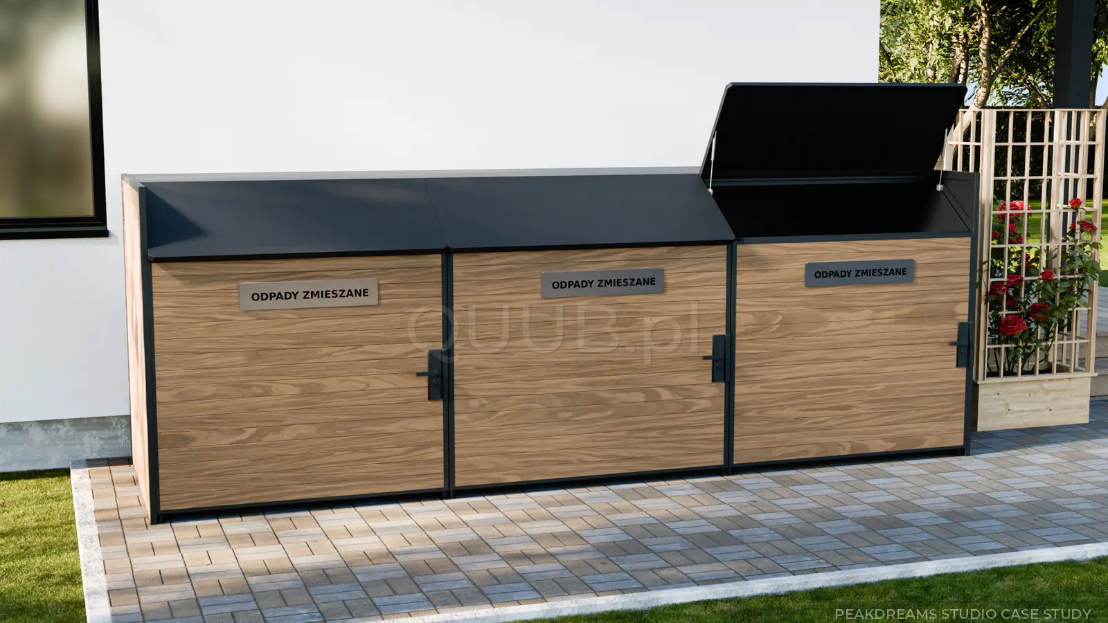 Final waste enclosure visualization for QUUB.pl