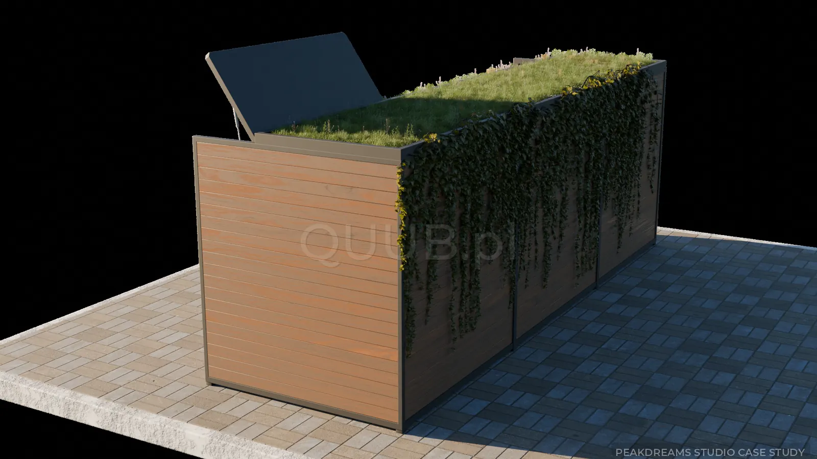 QUUB.pl waste enclosure green roof variant