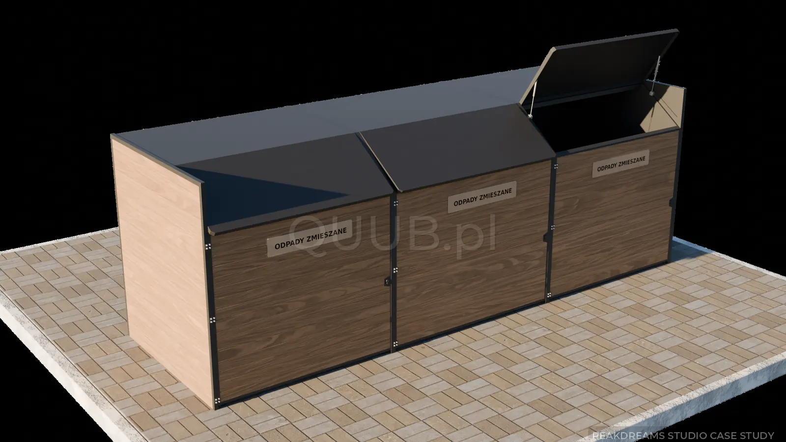 Waste enclosure previsualization without environment