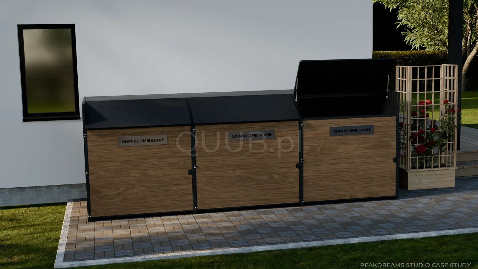 Waste enclosure render before post-production