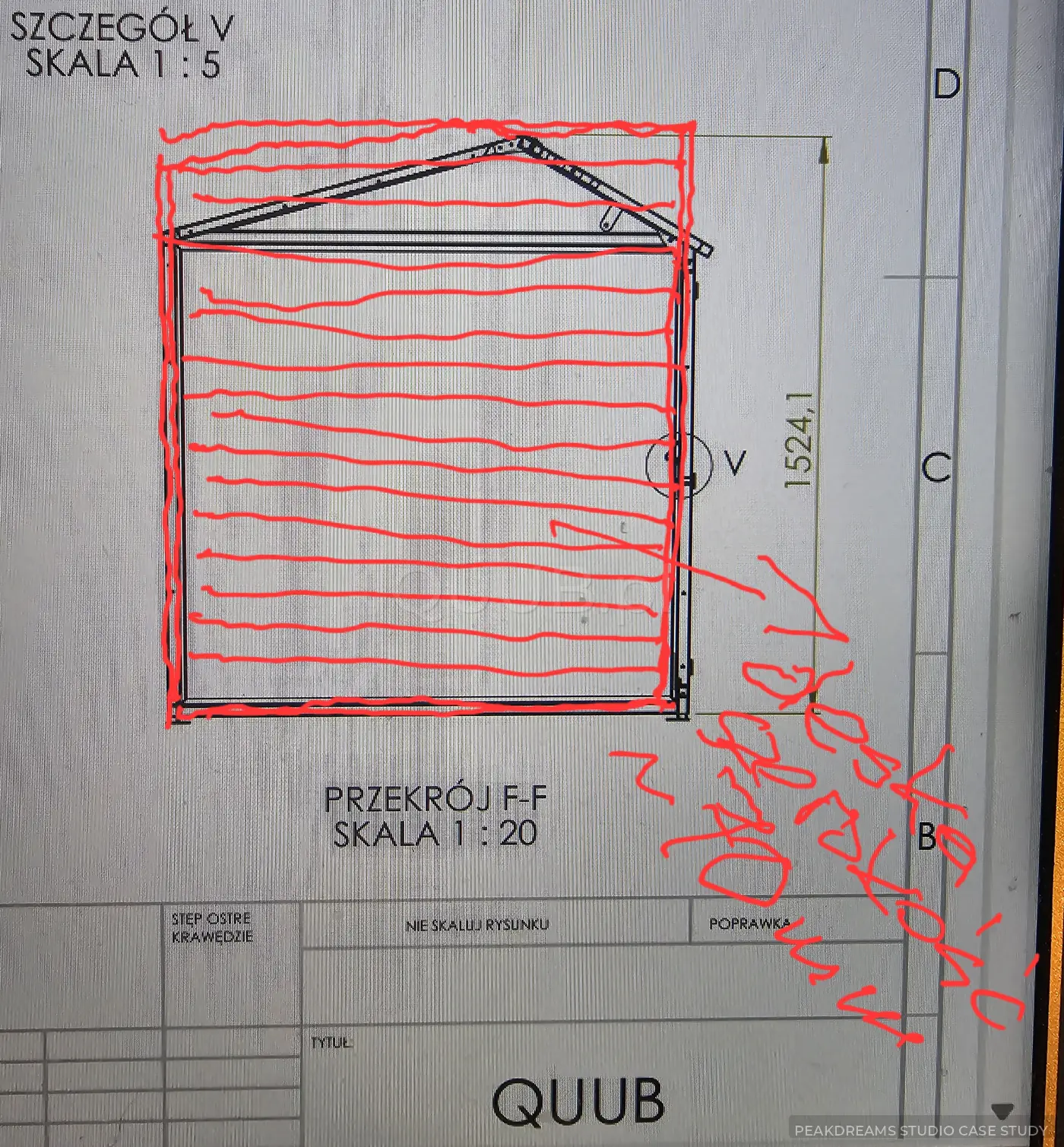 Technical section with client comments