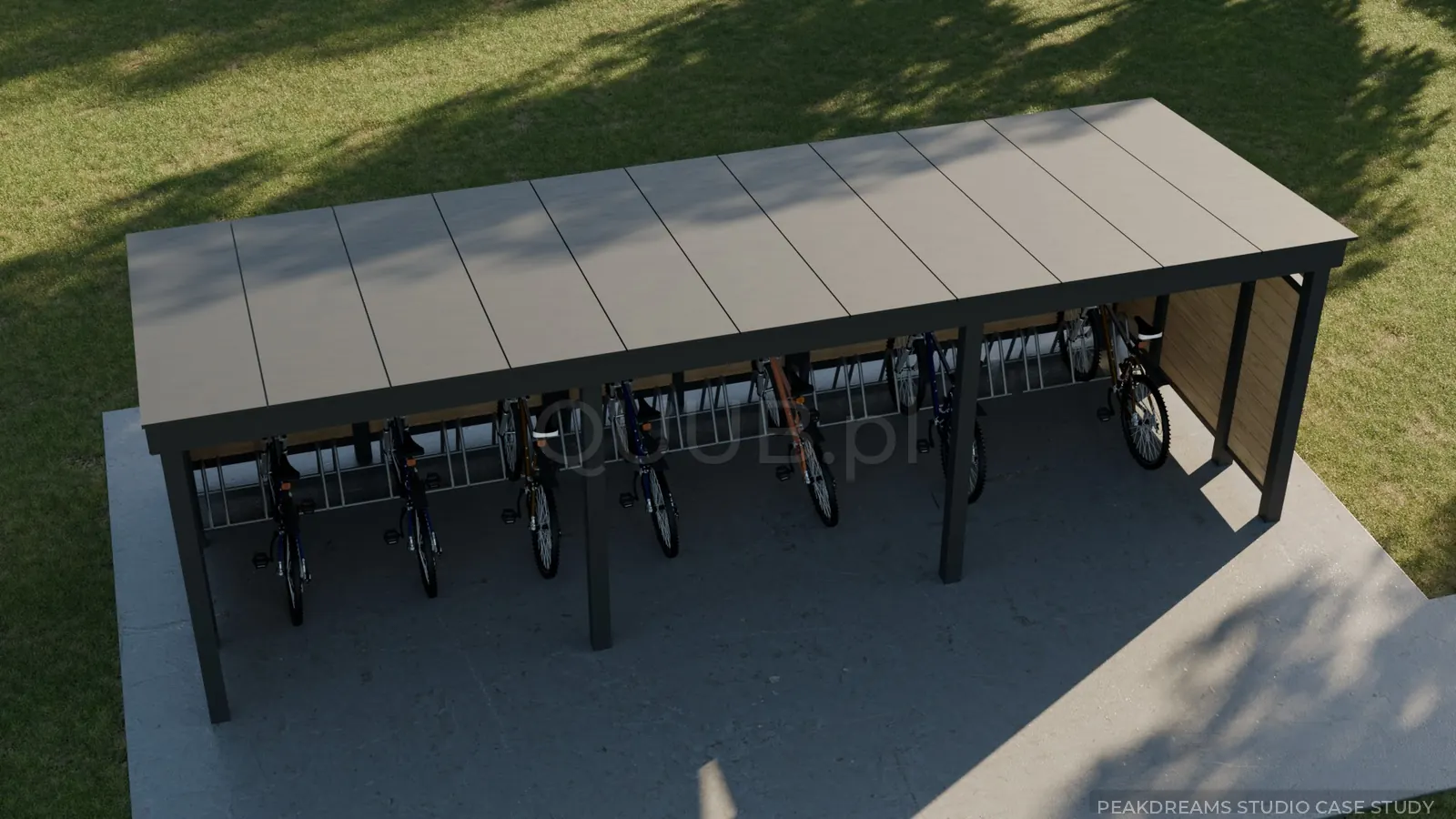 Final top view of QUUB bicycle shelter