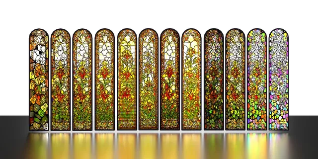 Different stained-glass patterns and color variations